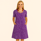 Damen Leichtes V-Ausschnitt Sommer-Casual-Kleid – Kurzarm