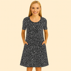 Damen Leichtes V-Ausschnitt Sommer-Casual-Kleid – Kurzarm