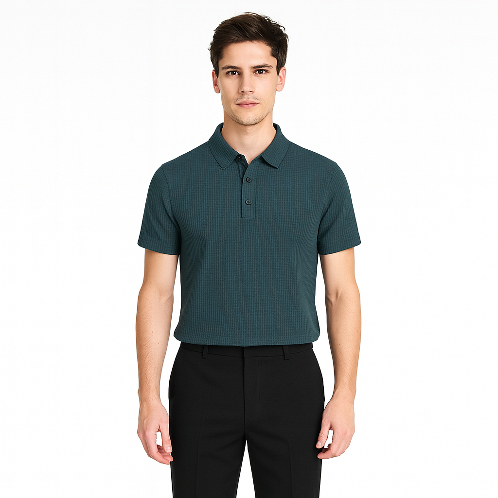 Herren-Seiden-Poloshirt – Kurzarm-Mesh-Stil Sommeroberteil