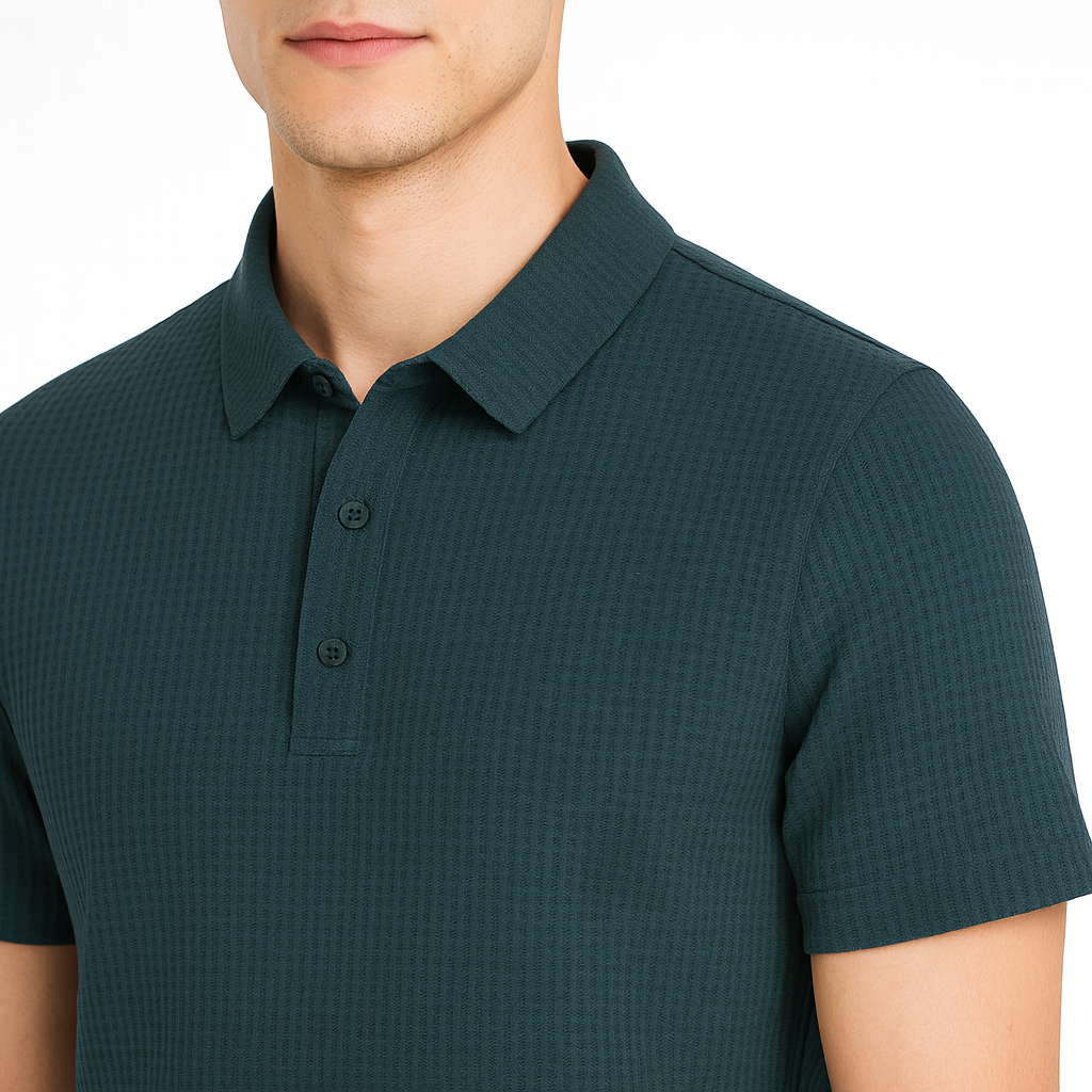 Herren-Seiden-Poloshirt – Kurzarm-Mesh-Stil Sommeroberteil