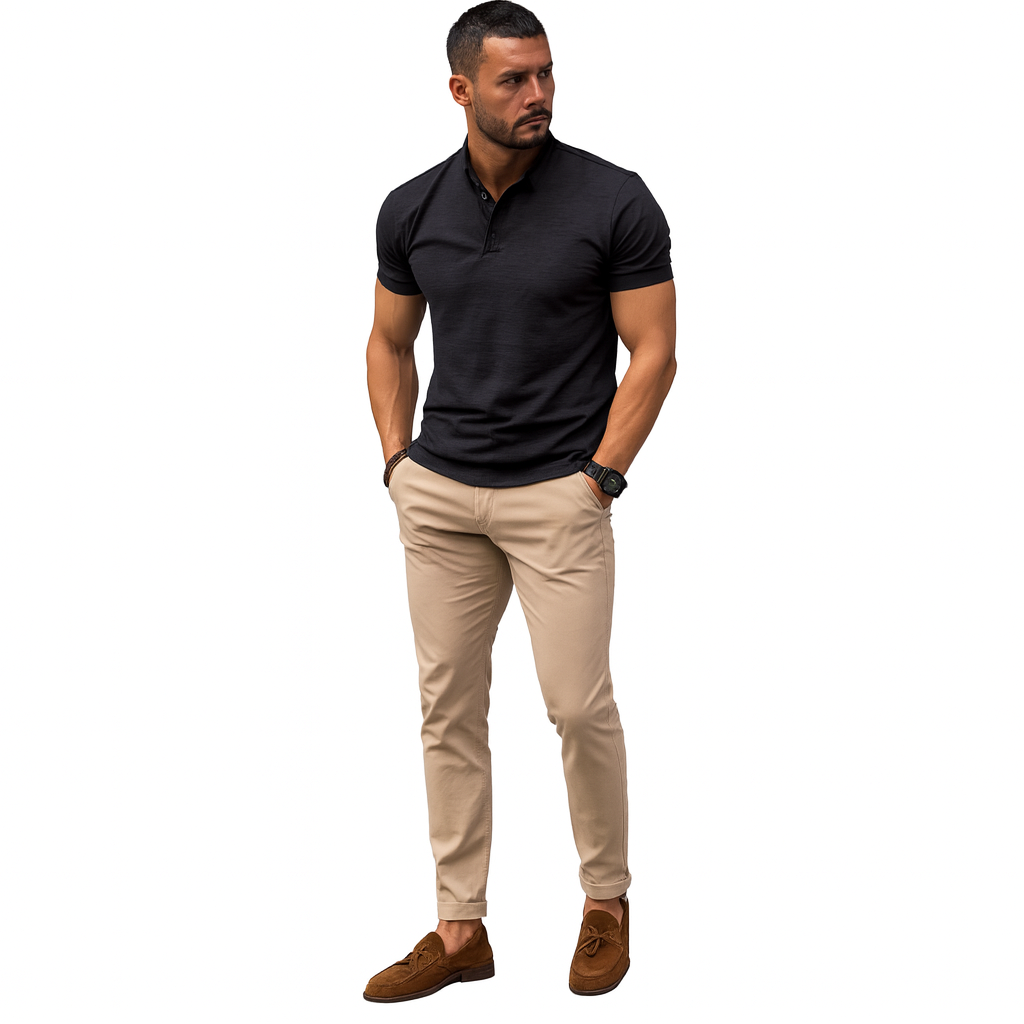 Herren-Poloshirt mit Knopfleiste – Kurzarm-Sommer-Casual-Oberteil