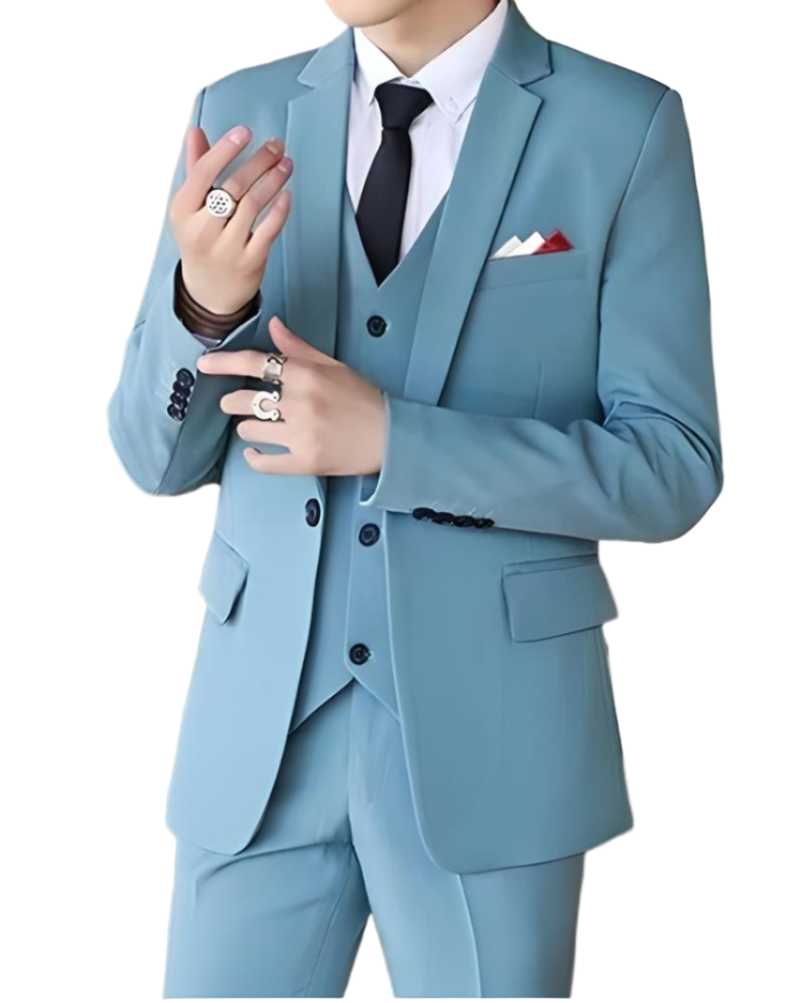 Herren 3-teiliges Anzug-Set mit Jacke mit Notch-Kragen, Weste und Hose