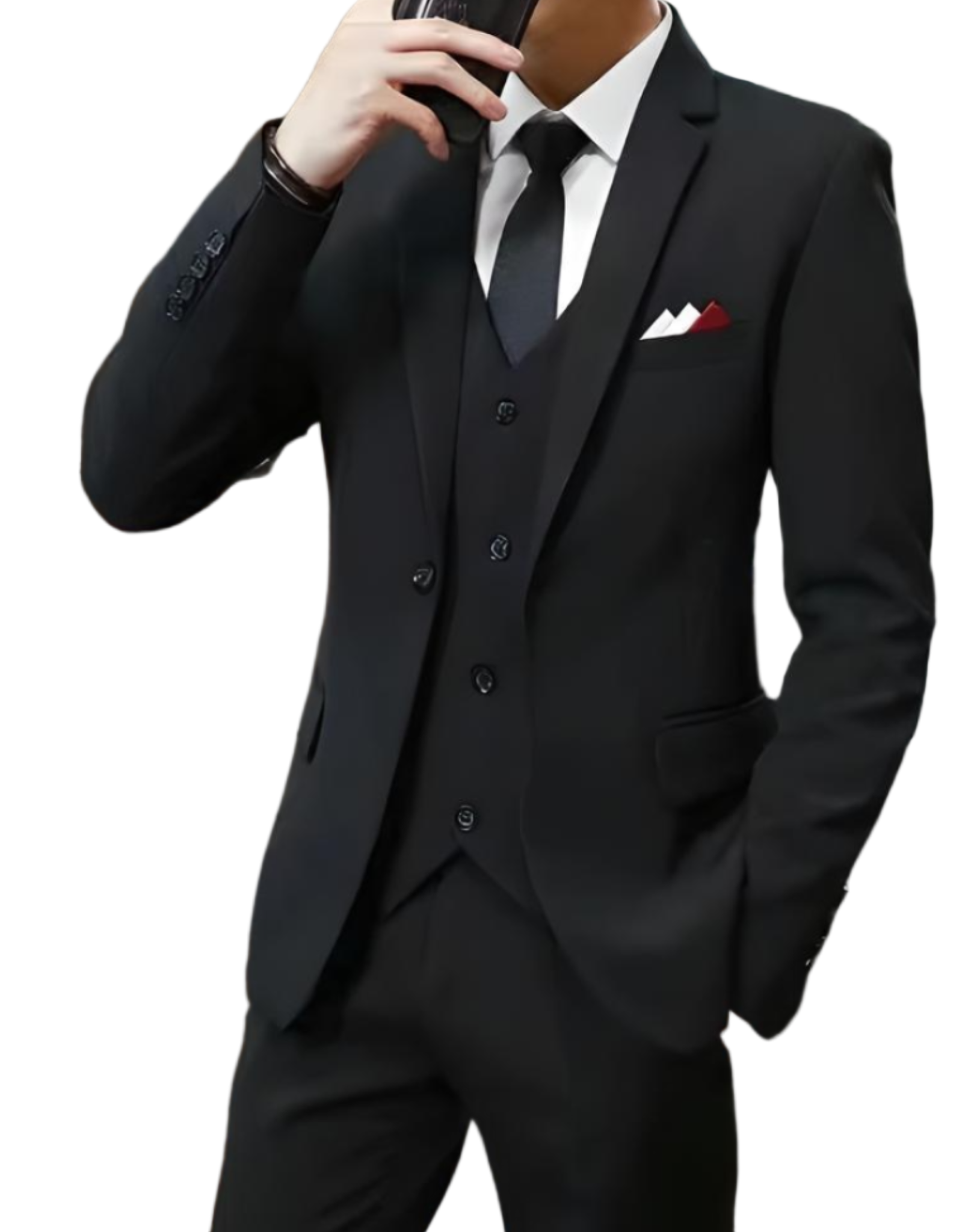 Herren 3-teiliges Anzug-Set mit Jacke mit Notch-Kragen, Weste und Hose
