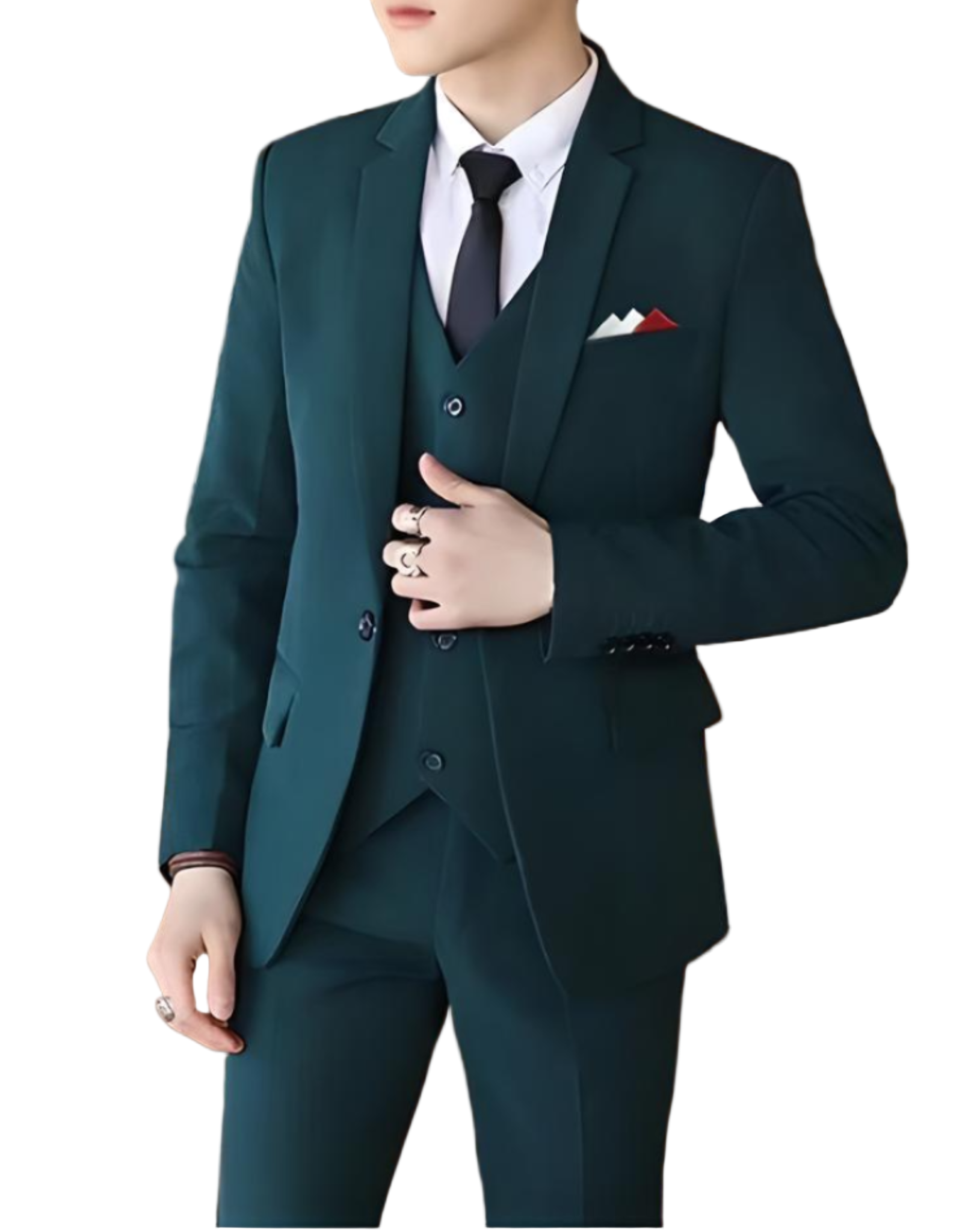 Herren 3-teiliges Anzug-Set mit Jacke mit Notch-Kragen, Weste und Hose