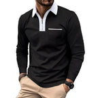 Herren Langarm-Polo mit Reißverschlusskragen – Smart-Casual