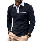 Herren Langarm-Polo mit Reißverschlusskragen – Smart-Casual